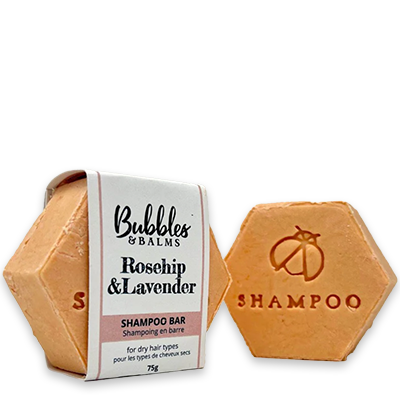 Bubbles and Balms Shampoo Bar rosehip and lavender scented for dry hair